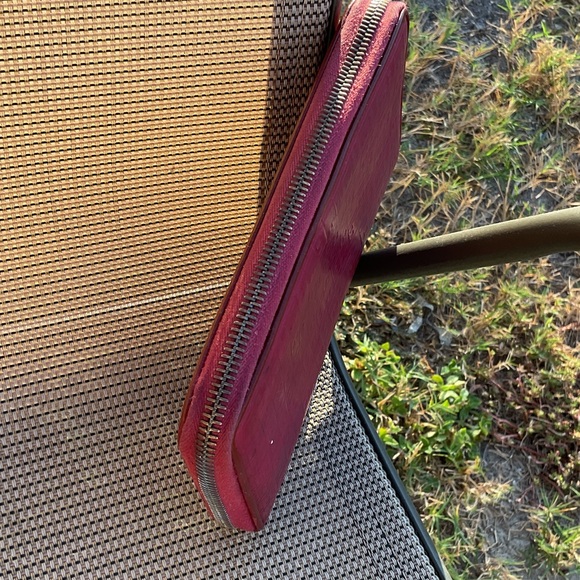 Bally Red Embossed Zip Wallet - Picture 9 of 15